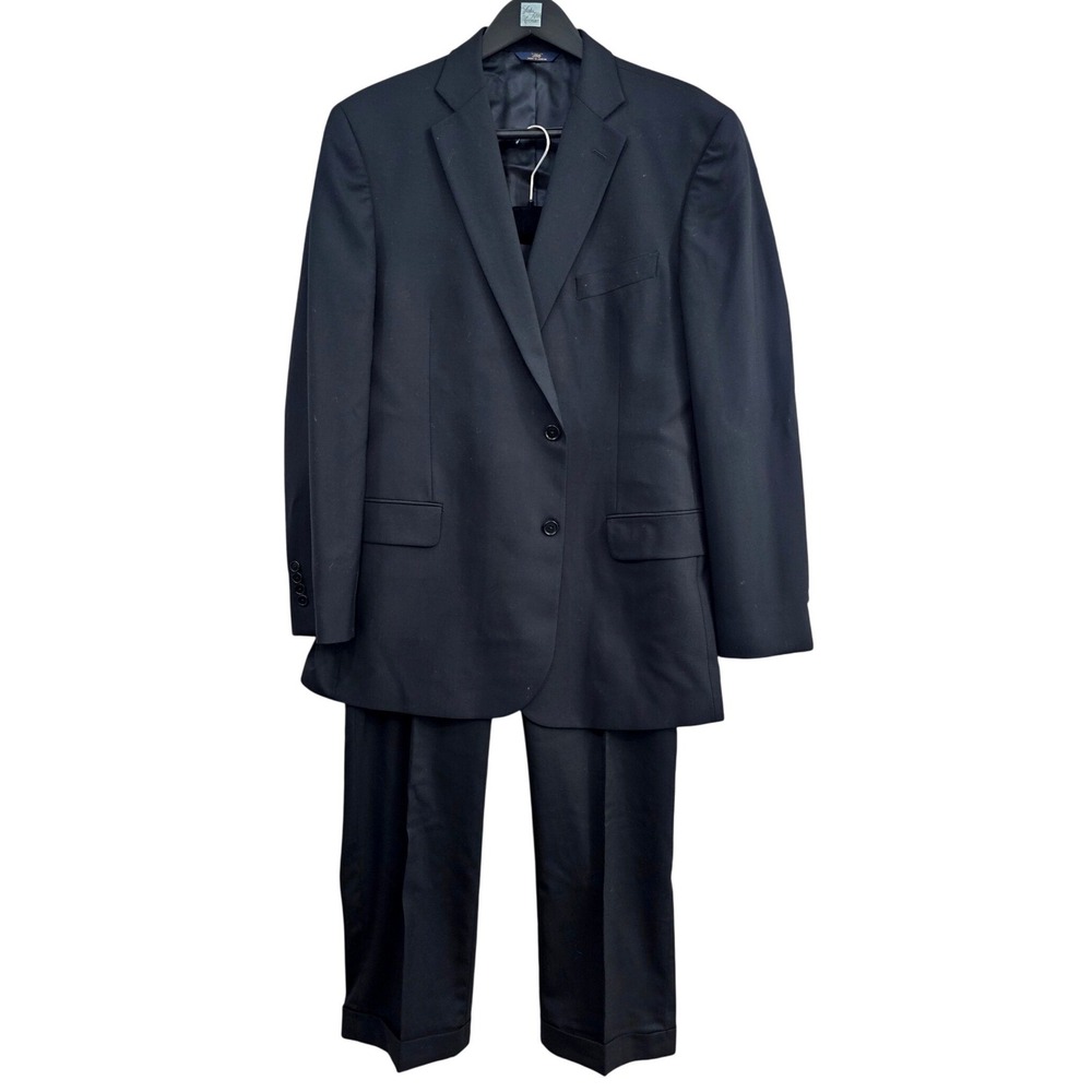 Brooks Brothers 346 Suit Mens 48L Black Wool Stretch 2-Piece Blazer Trousers Set